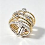 925 Sterling Silver Italian Coil Ring with Lab-Created Diamonds, Statement Jewelry