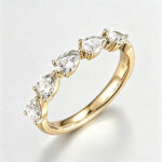 Pear Shaped Lab Created Diamond 14K Gold Half Eternity Wedding Band