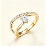 Lab Created Heart Cut Diamond Promise Ring | 14K Solid Gold Pavé Band Ring for Women